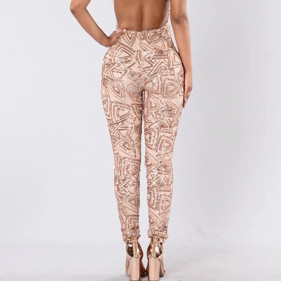 GLAMOUR GIRL BLACK NUDE SEQUIN JUMPSUIT - Picture 9 of 11